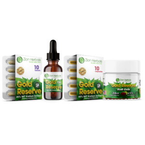 Zion Herbals Gold Reserve with 45% MIT Tablets, Capsules, Liquid Kratom, Soft Gels