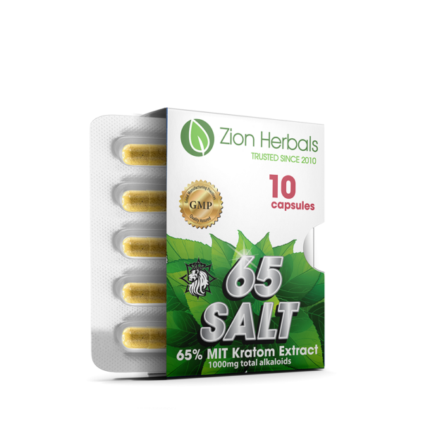 Zion Herbals 65 Salt with 65% MIT Capsules Kratom