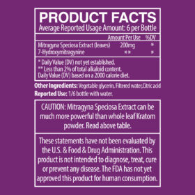 MIT 45 Super K Extra Strong Product Facts Liquid Kratom