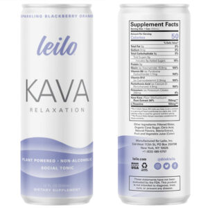 Leilo Kava Non-Alcoholic Beverage Relaxation Sparkling Social Tonic - Blackberry Orange Flavor