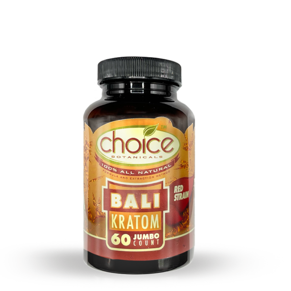 Choice Botanicals Bali Red Strain Kratom Capsules 60ct Jumbo